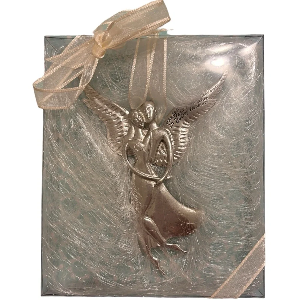 Vintage Christmas Ornament Serenity Angel Of Love Pewter Midwest Cannon Falls